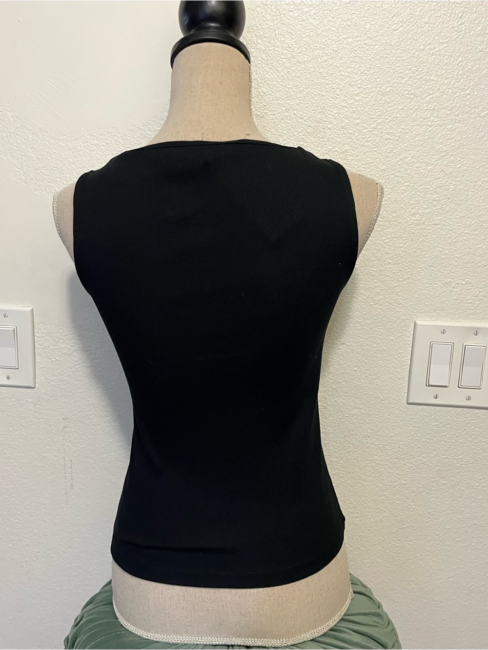 wild fable Black Ribbed Button-Front Tank - Picture 4 of 7